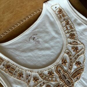 White Embellished Tank Top